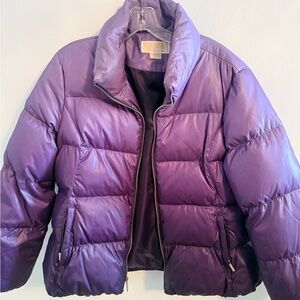 Michael Kors Purple Ombre Puffer Jacket Quilted Winter Coat Size XL